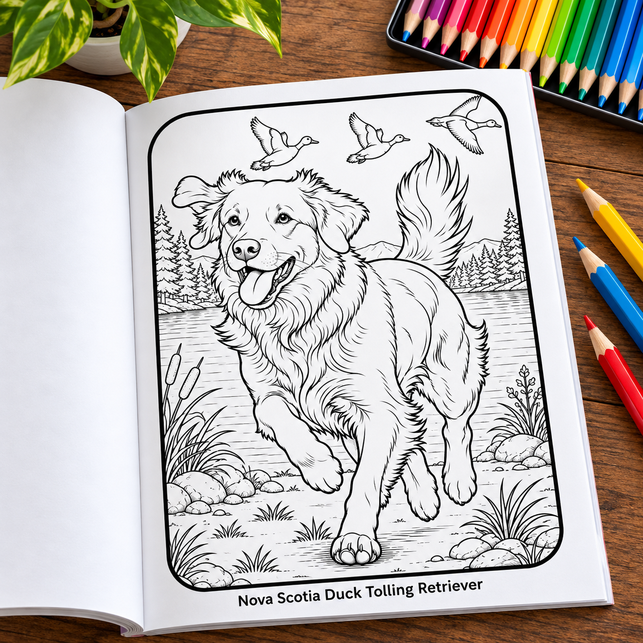 nova scotia retriever coloring scene